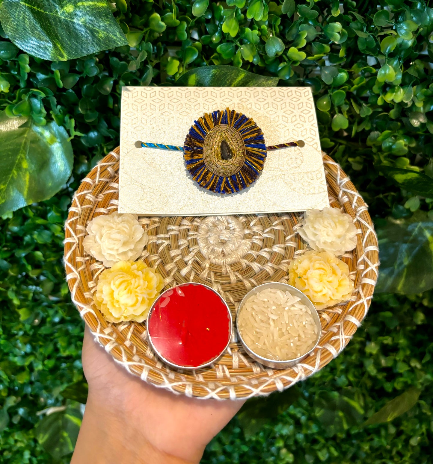 SOE Pine-needle Pooja Thali(plate): Rakshabandhan Pooja Plate