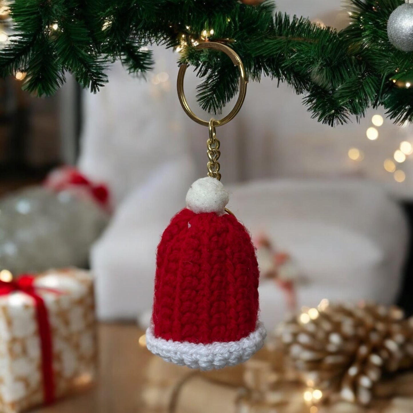 SOE Christmas Hat & Sock Keychain and Bag Charms - Set of 2 | Red & White