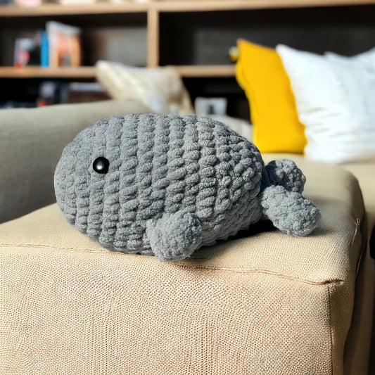 SOE Squishy Fishy: Soft Grey- Crochet Plushy