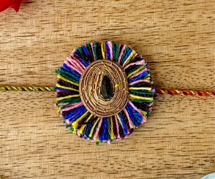 SOE Plantable Pine Needle Rakhi: SADABAHAR with sunflower seed (with rice & tikka)