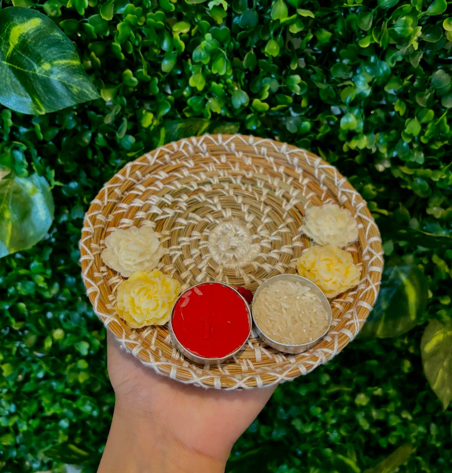 SOE Pine-needle Pooja Thali(plate): Rakshabandhan Pooja Plate