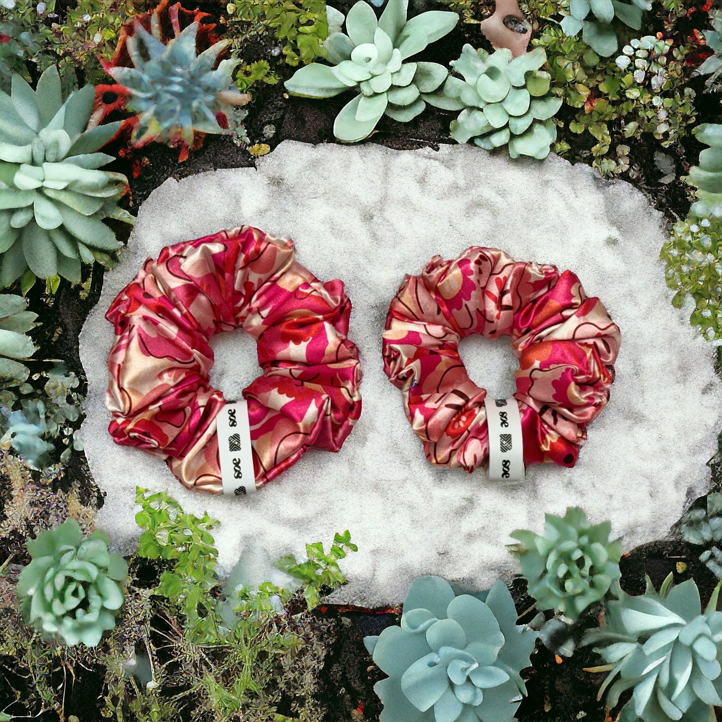 Debase Peony Scrunchie: Set of 2 ( Medium & Large )