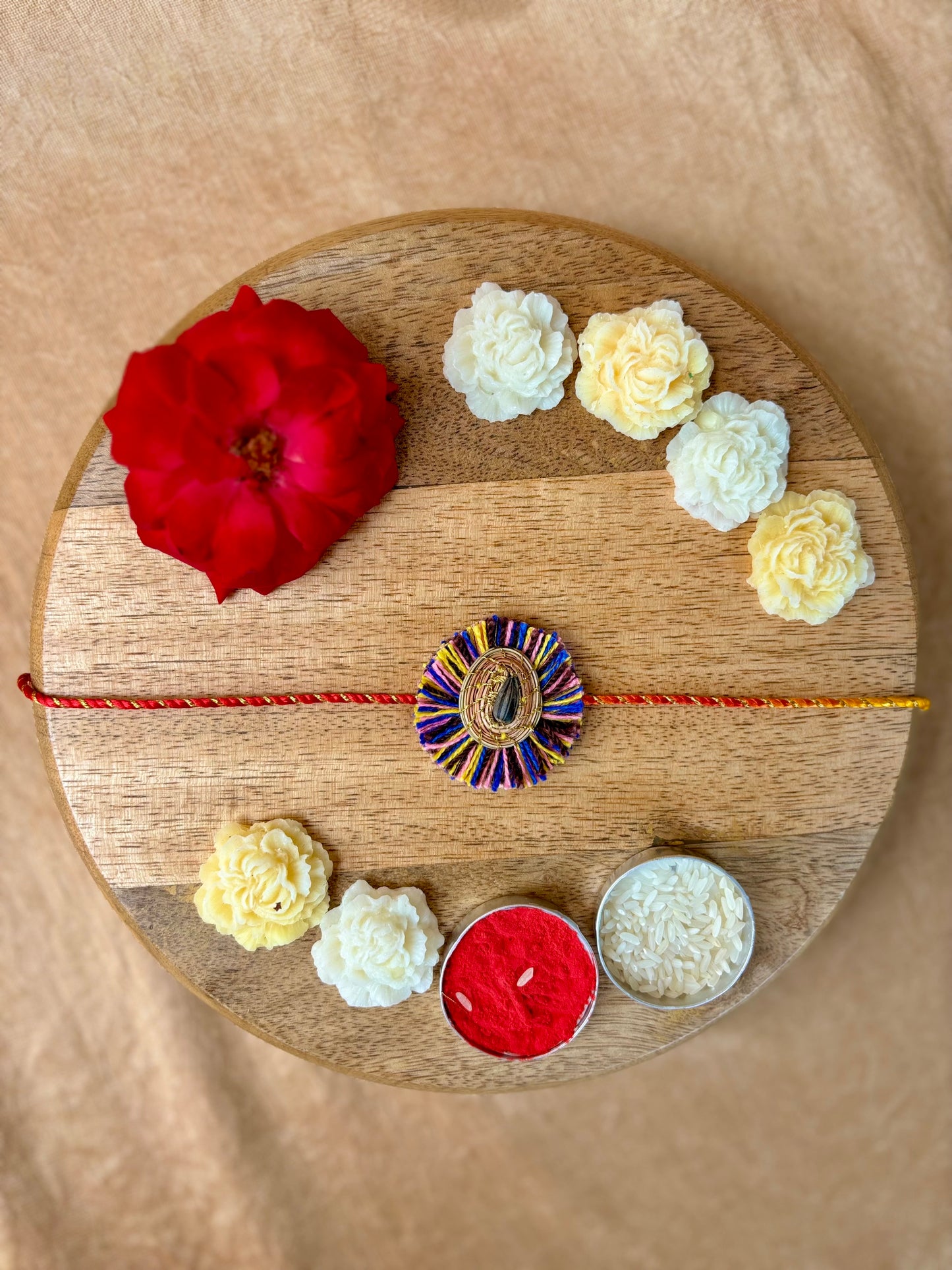 SOE Plantable Pine Needle Rakhi: KUMUD with sunflower seed (with rice & tikka)