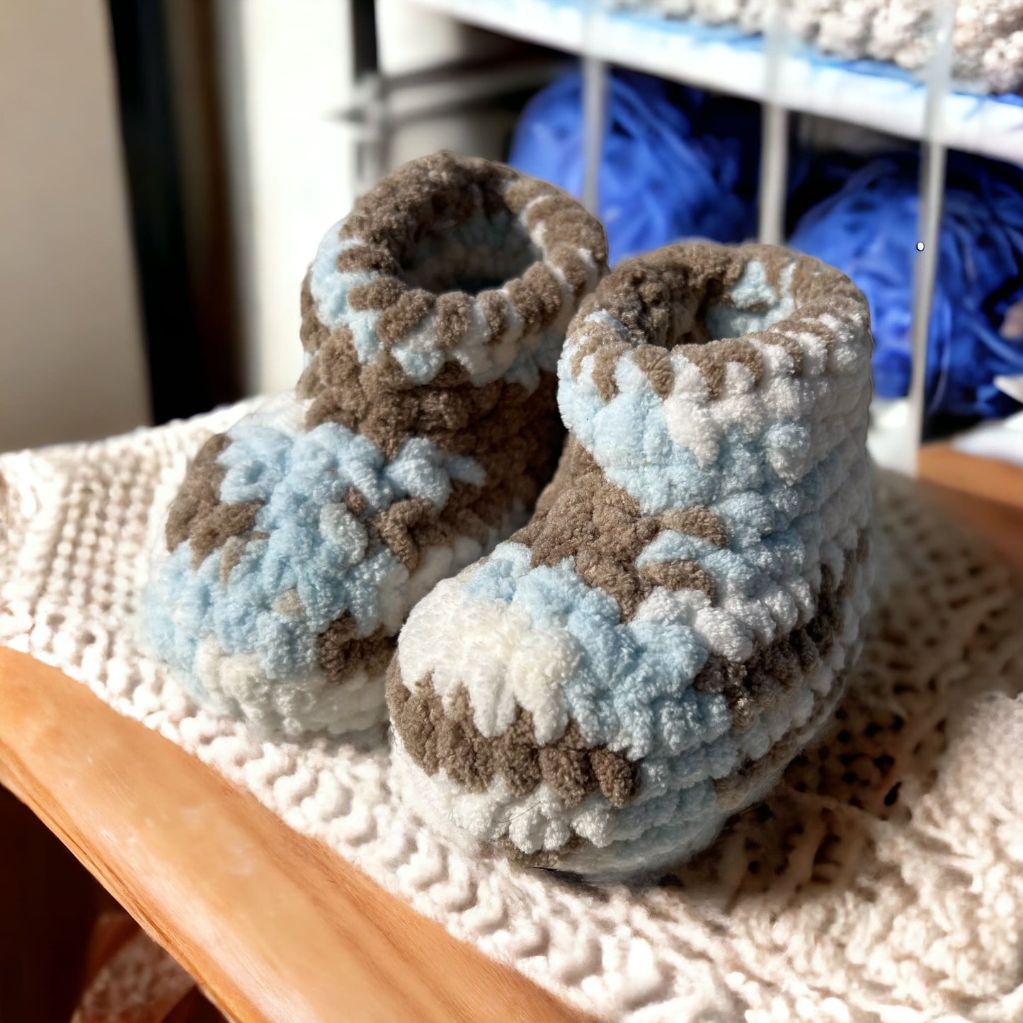 SOE Crochet Baby Booties Blue 5